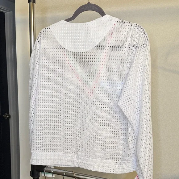 Lucky in Love White Mesh Top with Pink and Green Stripes - Picture 4 of 4